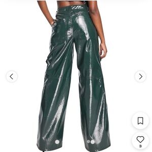 AFRM wide leg faux leather cargo pants in dark green